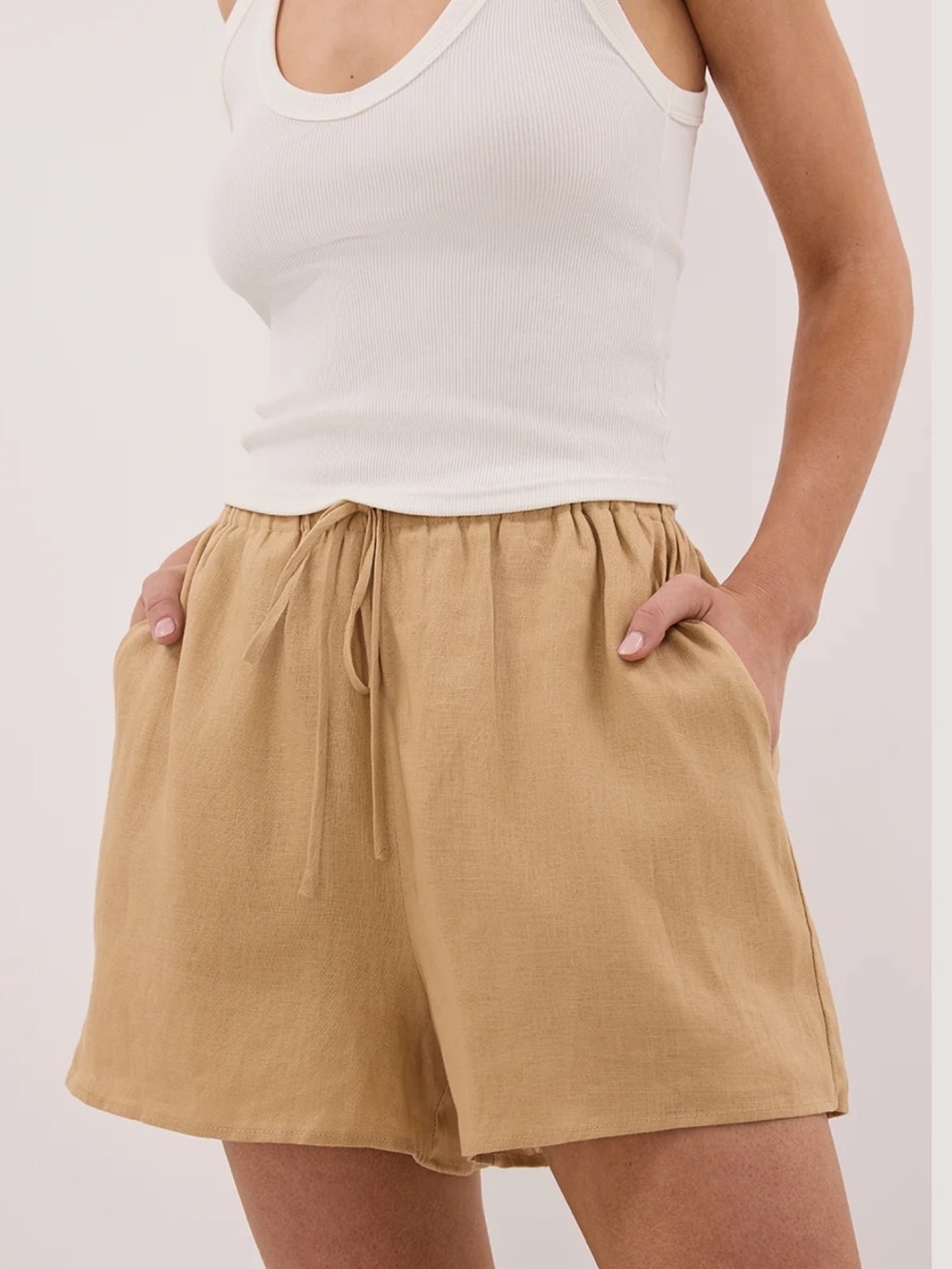 DISSH Lune Tan Linen Shorts